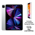 Refurbished Apple iPad Pro 11" (2021) w/ Pre-Installed Tempered Glass (WiFi + Cellular Unlocked) 128GB Silver (Grade A+)