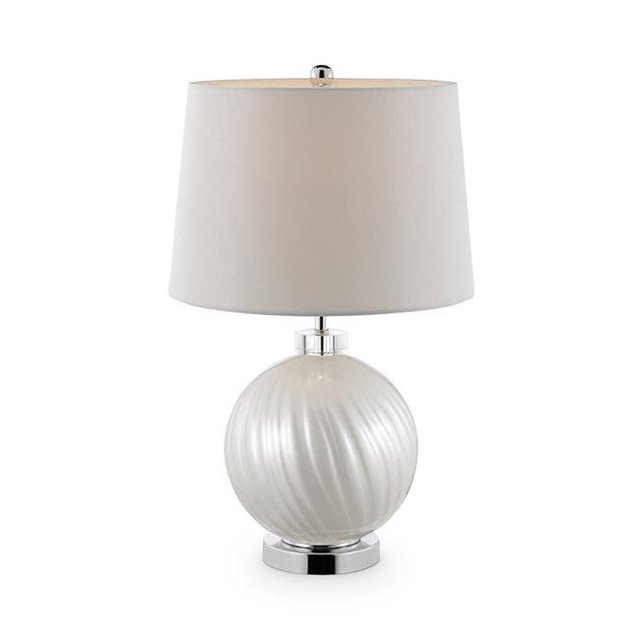 Ore Furniture K-5720 25.5 in. Akoya Off Glass Table Lamp, White