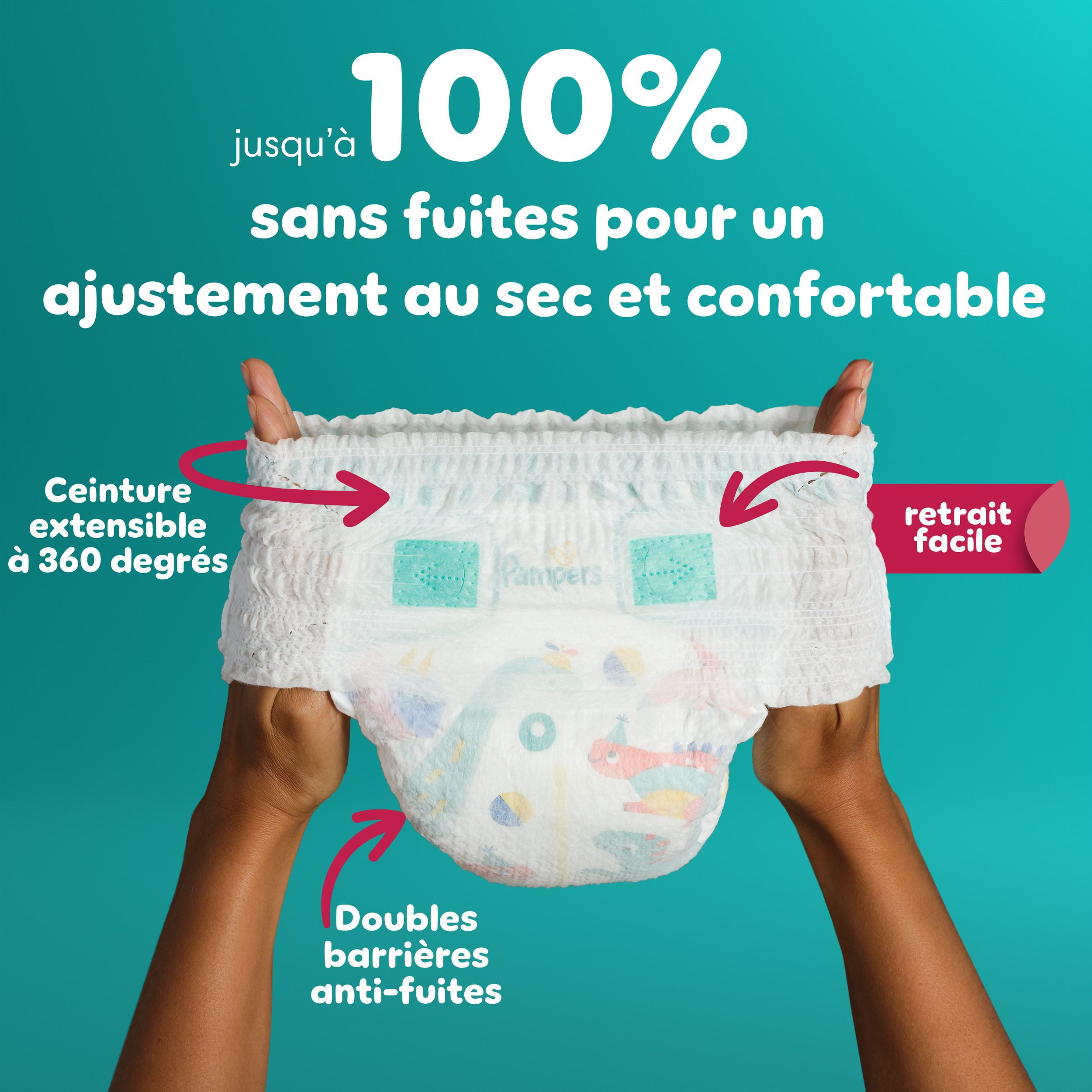 Couches Pampers Cruisers 360°, ajustement jusqu’à 100 % sans fuites, conçues pour les bébés actifs, couche à enfiler, rabats rapides conçus pour faciliter les changements, taille 4, 21 unités