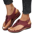 thumbnail image 3 of Kcodviy Ergonomic Design Wedge Toe Low Heel Sandals for Women Post Sandals Mitigate Foot Leopard Print Sandals for Women Fatigue Comfortable and Functional Womens Slip on Sandals Shoes, 3 of 8