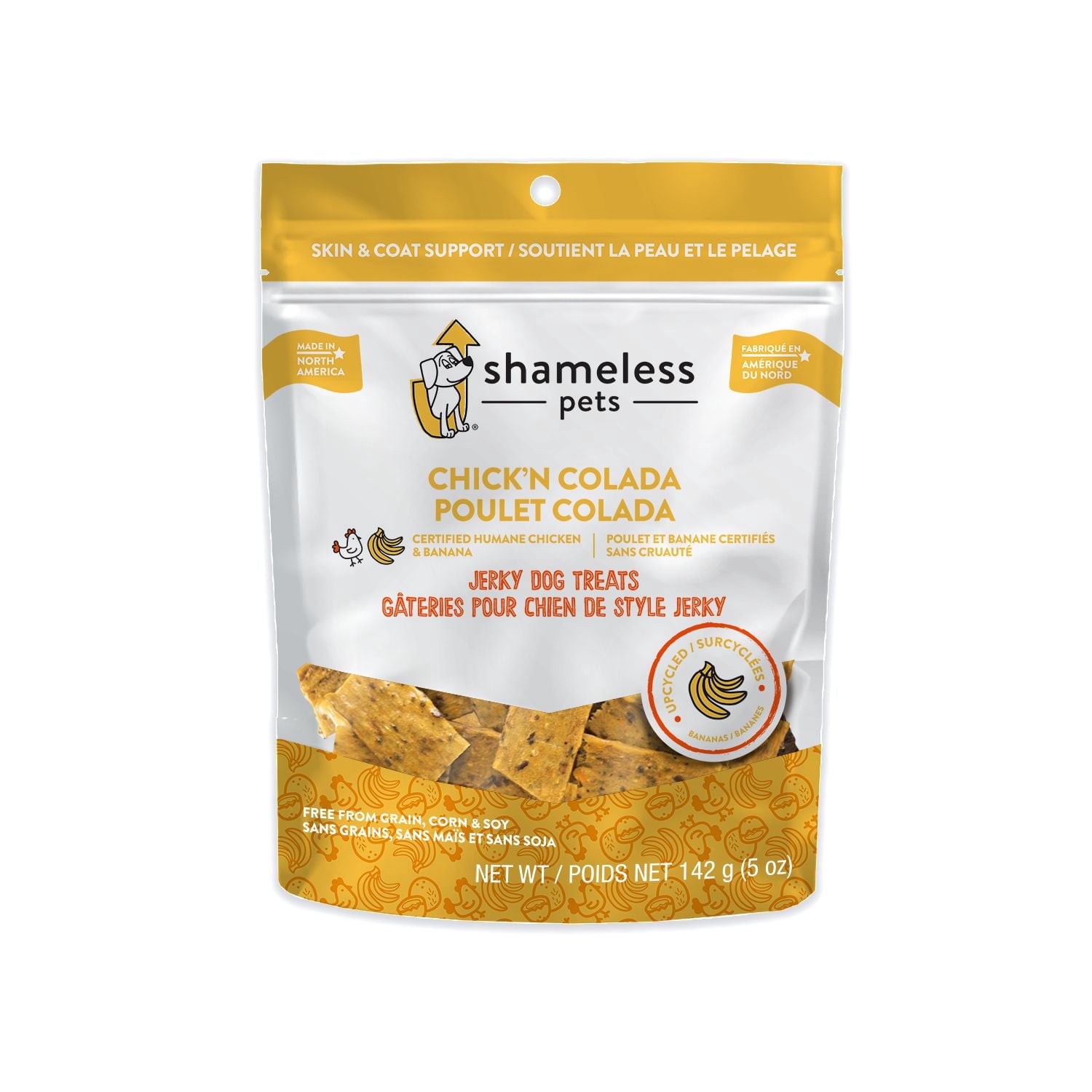 Shameless Pets Chick'n Colada Upcycled Chicken & Bananas Jerky Dog Treats