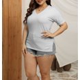 thumbnail image 1 of AherBiu T-Shirts pour Femmes Grande Taille à Col en V d'Été Décontractés à Manches Courtes T-Shirts Basiques en Coton Doux, 1 of 4