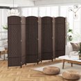 thumbnail image 2 of Costway 8-Panel Room Divider 6 FT Tall Folding Privacy Screen with Solid Wood Frame Brown, 2 of 9