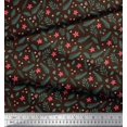 thumbnail image 3 of Soimoi Brown Georgette Viscose Fabric Floral & Leaves Print Fabric by Yard 42 Inch Wide, 3 of 3