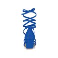 thumbnail image 4 of BLISSFUL STEP Women's Open Toe Lace up Sandals Mid Block Heels Sandals Royal Blue 7, 4 of 8