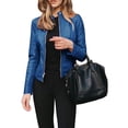 thumbnail image 3 of Wangsaura Veste en Similicuir pour Femme, Veste de Moto Ajustée à Manches Longues, 3 of 6