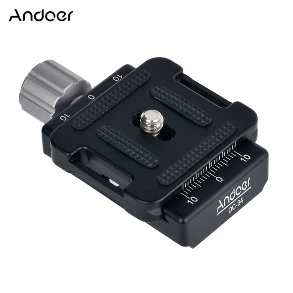 Andoer DC-34 Adaptateur de serrage à plaque à dégagement rapide avec une plaque à dégagement rapide Vis 1/4 "pour tête de trépied AS Standard Arca-Swiss