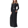 thumbnail image 1 of UKAP Ladies Dress Crew Neck Maxi Dresses Solid Color Swing Party Black M, 1 of 8