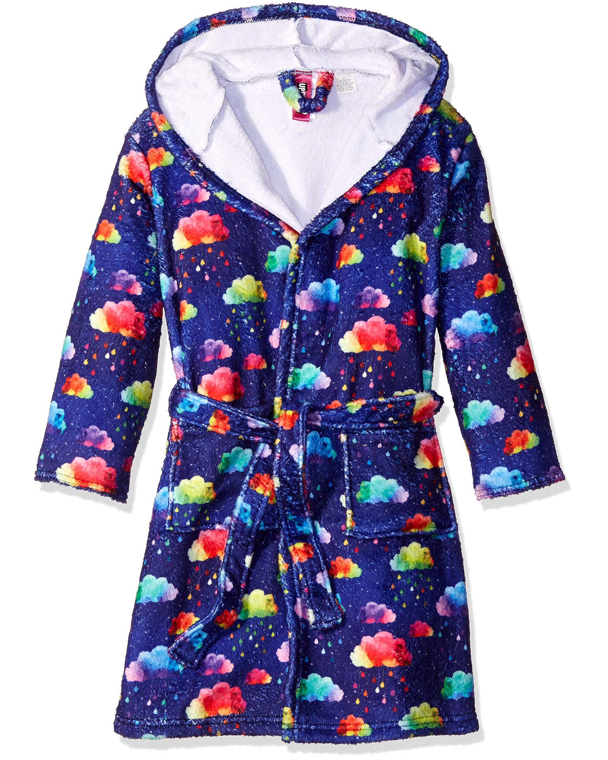 Up Past 8 Girls' Bathrobe Fuzzy Hooded Robe Sleepwear