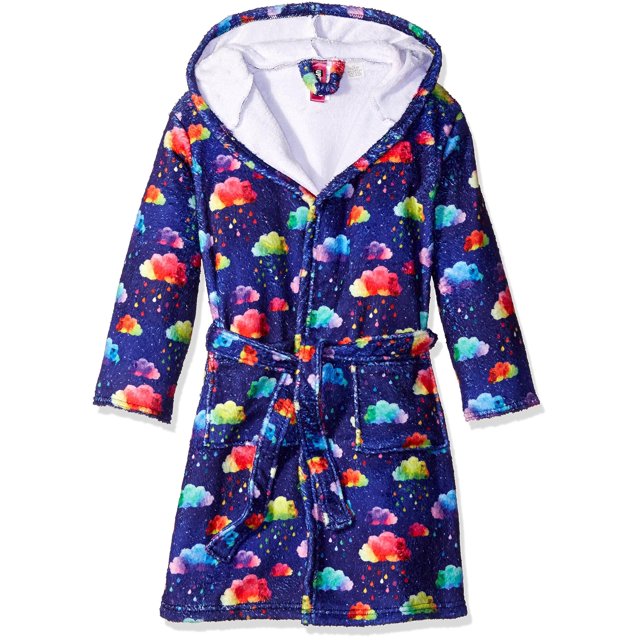 Up Past 8 Girls' Bathrobe Fuzzy Hooded Robe Sleepwear