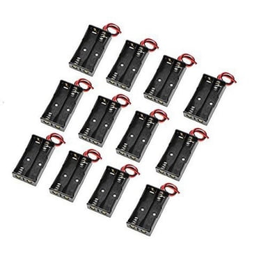 Wired 2 x 1.5V AA Battery Holder with Line for Durable and Long-lasting Use Black Metal Plastic