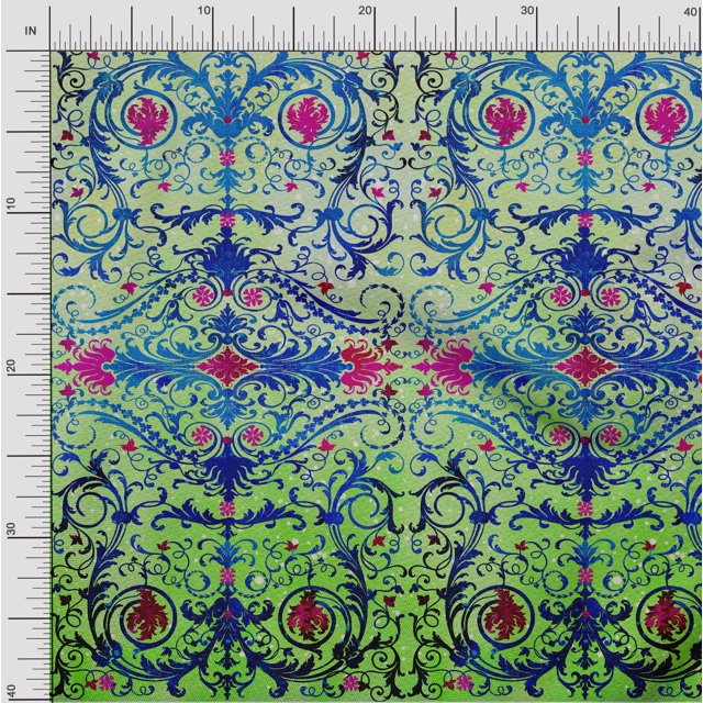 oneOone Polyester Lycra Fabric Dot|Swirl & Floral Panel Print Fabric By Yard 56 Inch Wide
