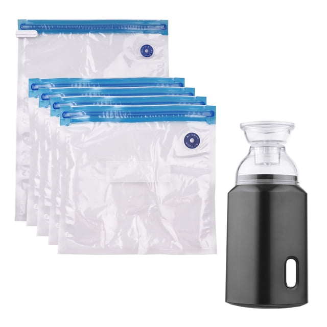 Electric Pump With Storage Bags With Usb Cable 5 Storage Bags Rechargeable Portable For Travel Home Use Save Space Black