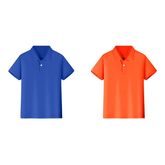 2 Pack(Blue 1PCS & Orange 1PCS) Multipack Shirts for Size 8 Short Top Fruit Sleeve Shirt Button Closure Comfortable & Soft Fabric