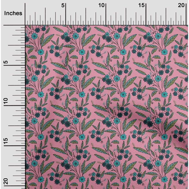 oneOone Cotton Flex Fabric Leaves & Floral Block Decor Fabric Printed BTY 40 Inch Wide