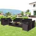 thumbnail image 4 of Gymax 4PCS Outdoor Conversation Set Patio PE Rattan Set w/ Glass Table & Sofa Cushions Black, 4 of 10