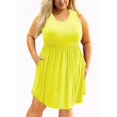thumbnail image 2 of SDNall Womens Fashion Large Size Solid Color Sleeveless Round Neck Pockets Dresses, 2 of 9