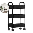 thumbnail image 1 of Dvruxg 3-Tier Plastic Rolling Utility Cart with Handle, Multi-Functional Storage Trolley for Office, Living Room, Kitchen, Movable Storage Organizer with Wheels, Black, 1 of 5