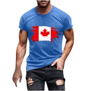 Amzcrzy Mens T-Shirts M-3XL Fashion Maple Leaf Print Canada Day Tee Casual Short Sleeve Round Neck T-Shirts for Men Summer Comfortable Mens Cotton T Shirts