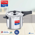 thumbnail image 2 of Prestige Popular Svachh Spillage Control Stainless Steel Pressure Cooker, 5L, Silver, 2 of 6