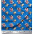 thumbnail image 1 of Soimoi Blue Poly Georgette Fabric Leaves & Ranunculus Floral Print Sewing Fabric Yard 42 Inch Wide, 1 of 3