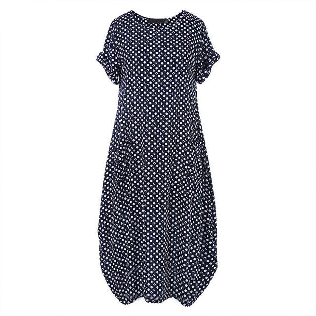 Kcodviy Robe d'Été Longue Décontractée à Pois pour Femmes, Imprimé, Manches Courtes, Col Rond, Magasinage, Robes pour Femmes, Robe Maxi