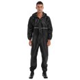 thumbnail image 1 of Miaeowve Mens Motorcycle Rain Suit One Piece Hooded Jumpsuit Reflective Strip Waterproof Rainsuit Black 175/XL, 1 of 7