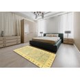 thumbnail image 4 of Ahgly Company Tapis d'Intérieur Ronds Abstraits Jaune Moutarde de Style Oriental, 6 Pieds Rond, 4 of 6