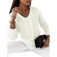 thumbnail image 3 of LUXUR Women Chunky Knitted Sweaters Knitwear Chic Pullover White M, 3 of 4