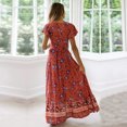 thumbnail image 4 of Fridja Robe d'Été pour Femmes Col en V Plage Bohème Imprimé Floral Robe de Vacances, 4 of 6