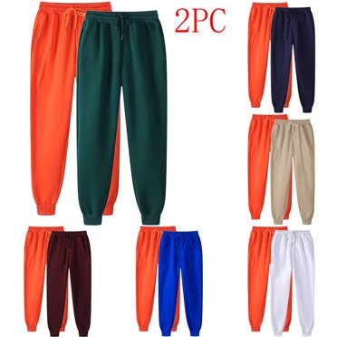 Frostluinai 2 Pack Baggy Sweatpants for Women Drawstring Elastic Jogger Pants Solid Color Fleece Lined Pants Casual Cinch Bottom Athletic Pants with Pocket
