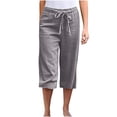 thumbnail image 1 of Dealovy Pantalon Capri pour Femmes Coton Lin Grande Taille Taille à Cordon Léger Court, 1 of 6