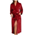 thumbnail image 1 of MeetoTime Women's Full Length Robe Fall Winter Comfy Fleece Bathrobe Collared Long Sleeve Sleepwear, 1 of 8