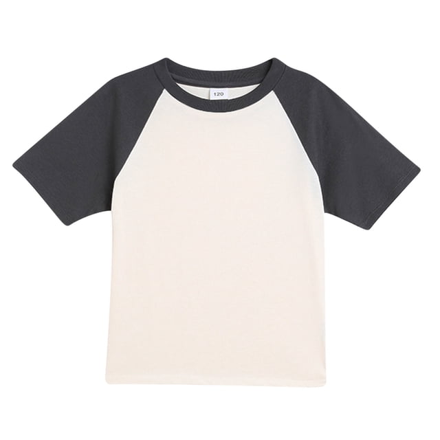 LLYWEY Girls T-Shirt de Baseball pour Filles, Chandail Raglan pour Enfants, T-Shirt Décontracté à Col Rond et Manches Courtes pour Enfant, T-Shirts Doux pour Tout-Petits pour Adolescentes de 3 à 14 Ans, Tunique à Enfiler, Hauts Gris Foncé 10T