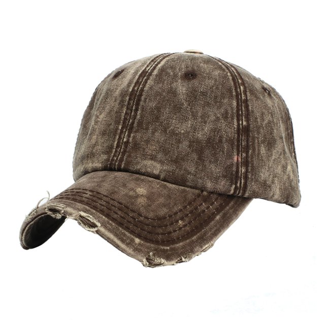 Unisex Casual Denim Hole Splice Hat Adjustable Washed Baseball Cap