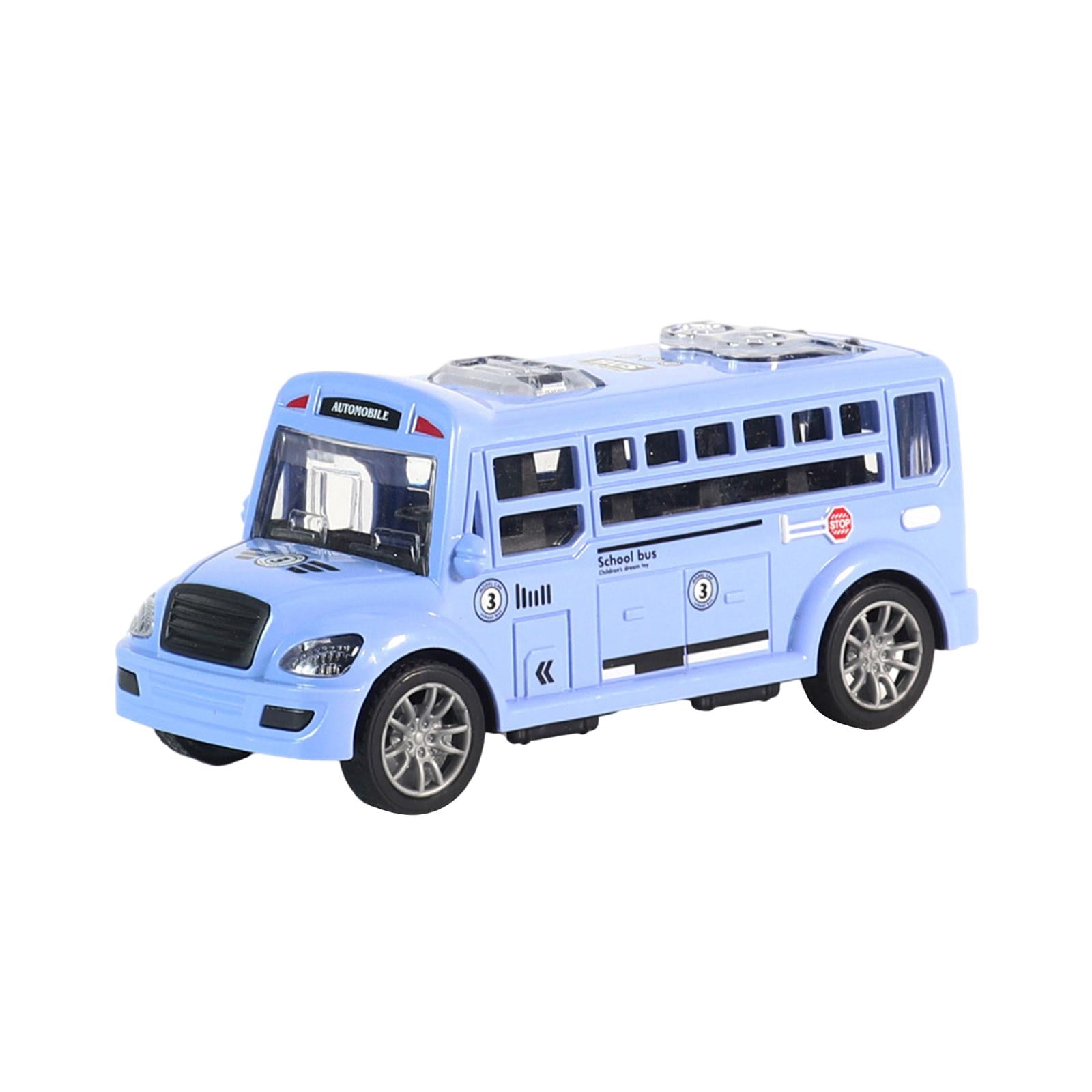 lionlar Autobus Scolaire Jouet Modèle d'Autobus Portable Voiture à Inertie Véhicules pour Enfants Cadeau Préscolaire Bleu