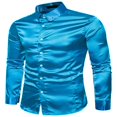 thumbnail image 2 of Men‘s Silk Satin Long Sleeve Shirt Ruffled Vintage Wedding Tuxedo Shirts, 2 of 4