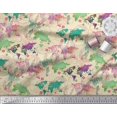 thumbnail image 2 of Soimoi White Rayon Fabric Stamp & World Map Decor Fabric Printed Yard 56 Inch Wide, 2 of 5