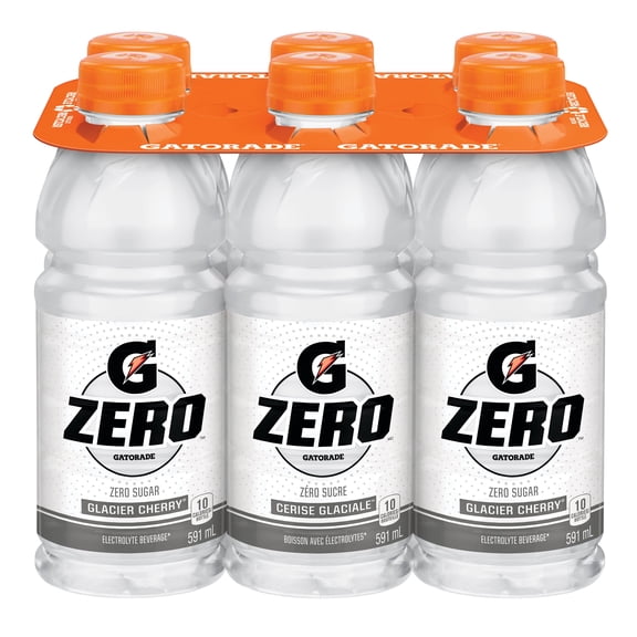 Gatorade Zero Sugar Glacier Cherry Electrolyte Beverage 6 x 591 ml Bottles
