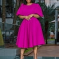 thumbnail image 2 of Pisexur Robes d'Invitée de Mariage pour Femmes à Manches Bouffantes, Robes Décontractées, Robe de Fête à Col en V à Motif Floral avec Poches, Robe de Cocktail, Unie, Grande Taille, Robes de Retour à la Maison, 2 of 6