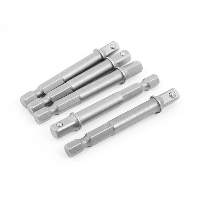 Unique Bargains 5 Pcs Tige Hexagonale 1/4 Pieds Tête Carrée Adaptateur de Perceuse Barre d'Extension