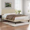 thumbnail image 1 of VECELO Full Size Upholstered Beds, Modern Platform Bed Frame with Adjustable Headboard, Wooden Slats Support/No Box Spring Needed, Beige, 1 of 8