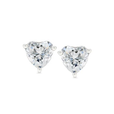 14k Gold Post & Sterling Silver Mini 6x6mm Heart Claw Set Studs Created with Swarovski Zirconia