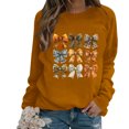 thumbnail image 2 of QATAINLAV Chandails à Manches Longues pour Femmes pour la Sensibilisation au Cancer du Sein, Mignon Chandail à Col Rond Imprimé Blouse 2025 Automne Tunique Décontractée Hauts Économies d'Automne Orange m, 2 of 5
