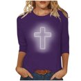 thumbnail image 2 of EGNMCR Easter Chemises Imprimées pour Femmes T-Shirts Graphiques Chemises pour Femmes Mode Femme Décontractée Noël Imprimé Col Rond Blouse Imprimée Manches 3/4 T-Shirt Blouses T-Shirts pour Femmes, 2 of 4