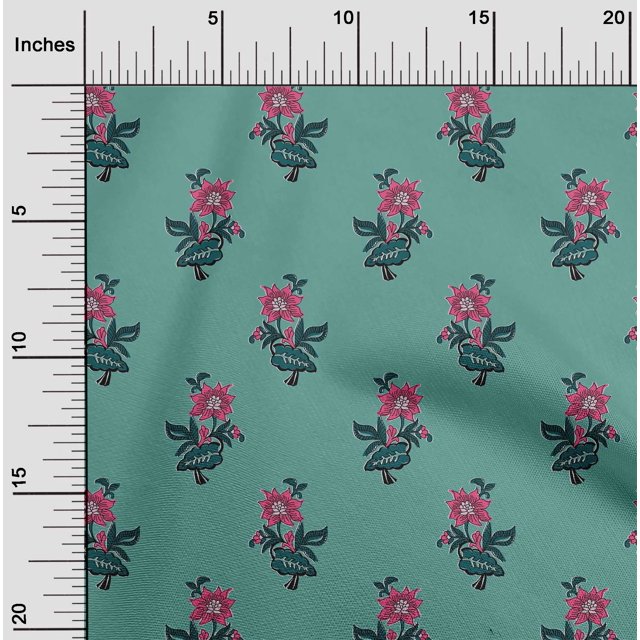 oneOone Georgette Viscose Fabric Leaves & Floral Block Decor Fabric Printed BTY 42 Inch Wide