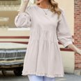 thumbnail image 2 of Pompotops Spring Women's Wear Solid Color Round Neck Seven Point Sleeve Large Swing Loose Casual Top, 2 of 8