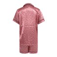 thumbnail image 4 of Kcodviy Pyjama d'Intérieur en Satin Imprimé pour Femmes, Tenue de Sommeil à Manches Courtes avec Col à Revers, Pyjama en Soie Style Patinage, Pyjama comme Pyjamas pour Femmes, Ensemble de Pyjama en Dentelle Confortable, Costume Multicolore, 4 of 5