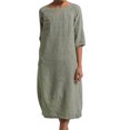 thumbnail image 1 of Innerwin Robe Midi Simple Robes pour Femmes Plage Col Rond Confortable Vert G, 1 of 3