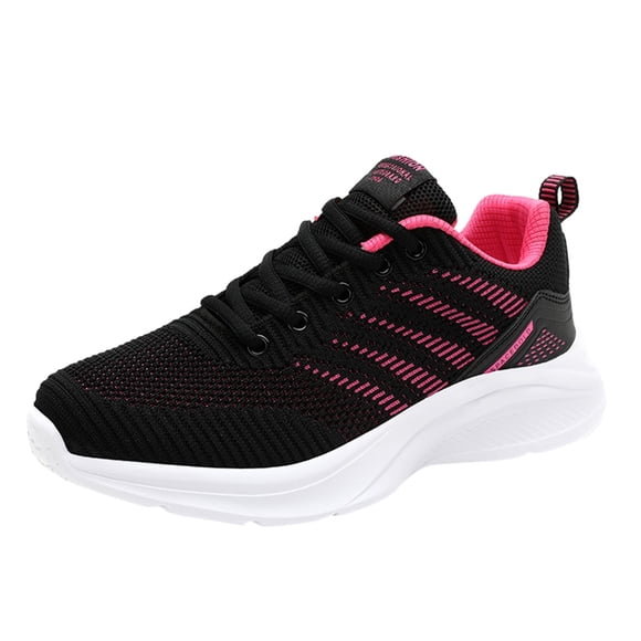 HBFAGFB Casual Sneakers for Women Breathable Mesh Outdoor Sports Running Lace up Shoes Pink Size 40